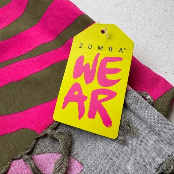 Zumba In The Wild Sarong Viscose Shocking Pink Zebra Printed Worn Multiple Ways - Picture 7 of 9